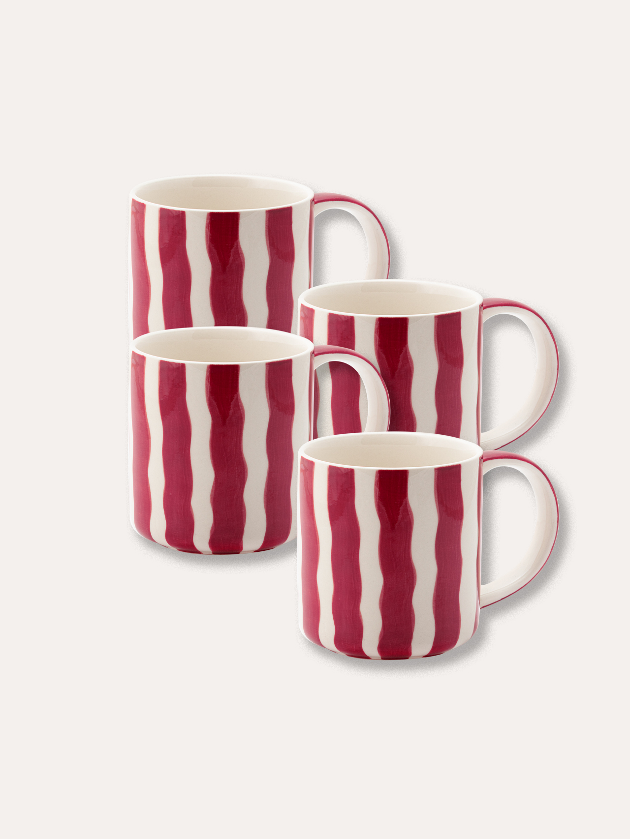 Becher Set (4er Set) Stripes - tramonto red