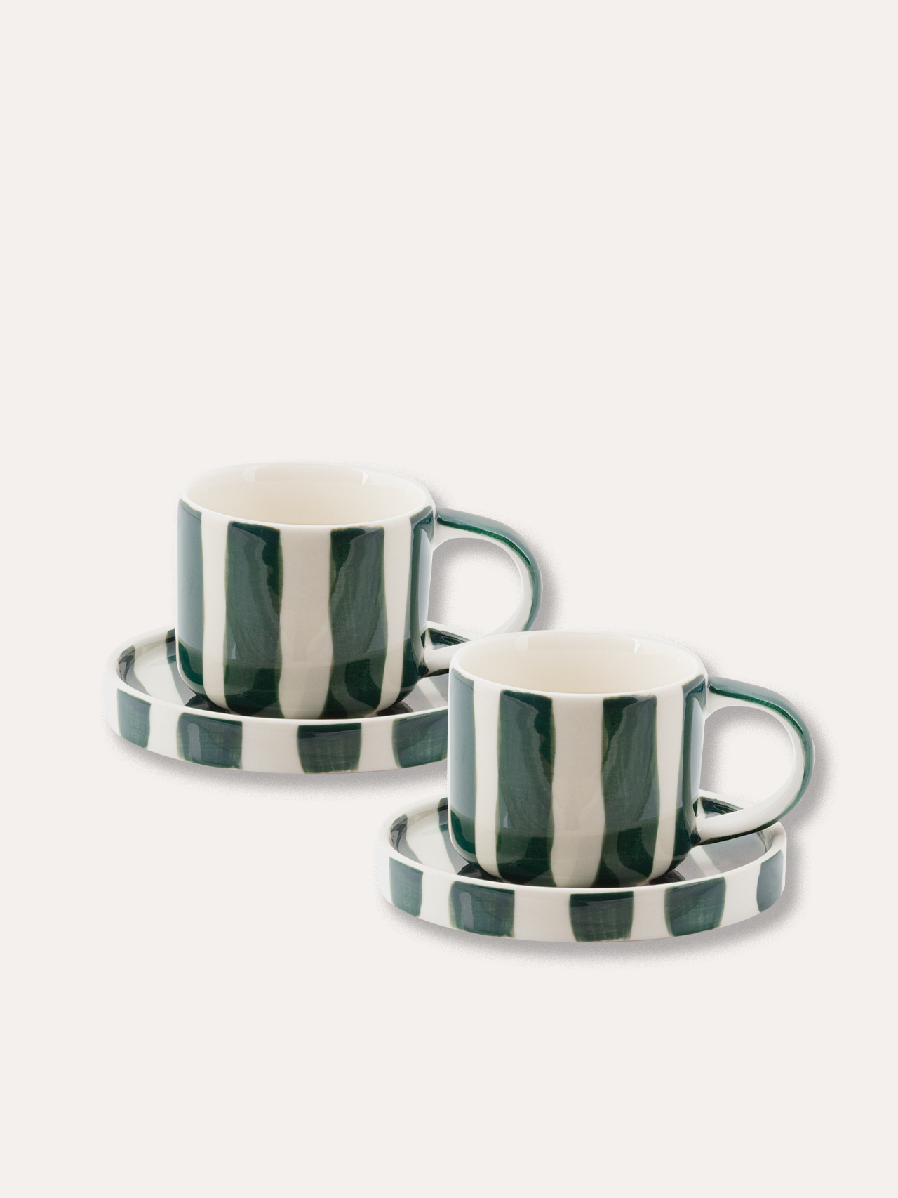 Espresso Tasse Stripes - gentle green, 2er Set in einer Box 