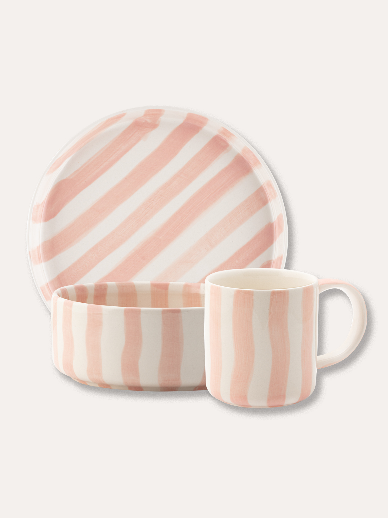 3er Set Stripes - incanto rose