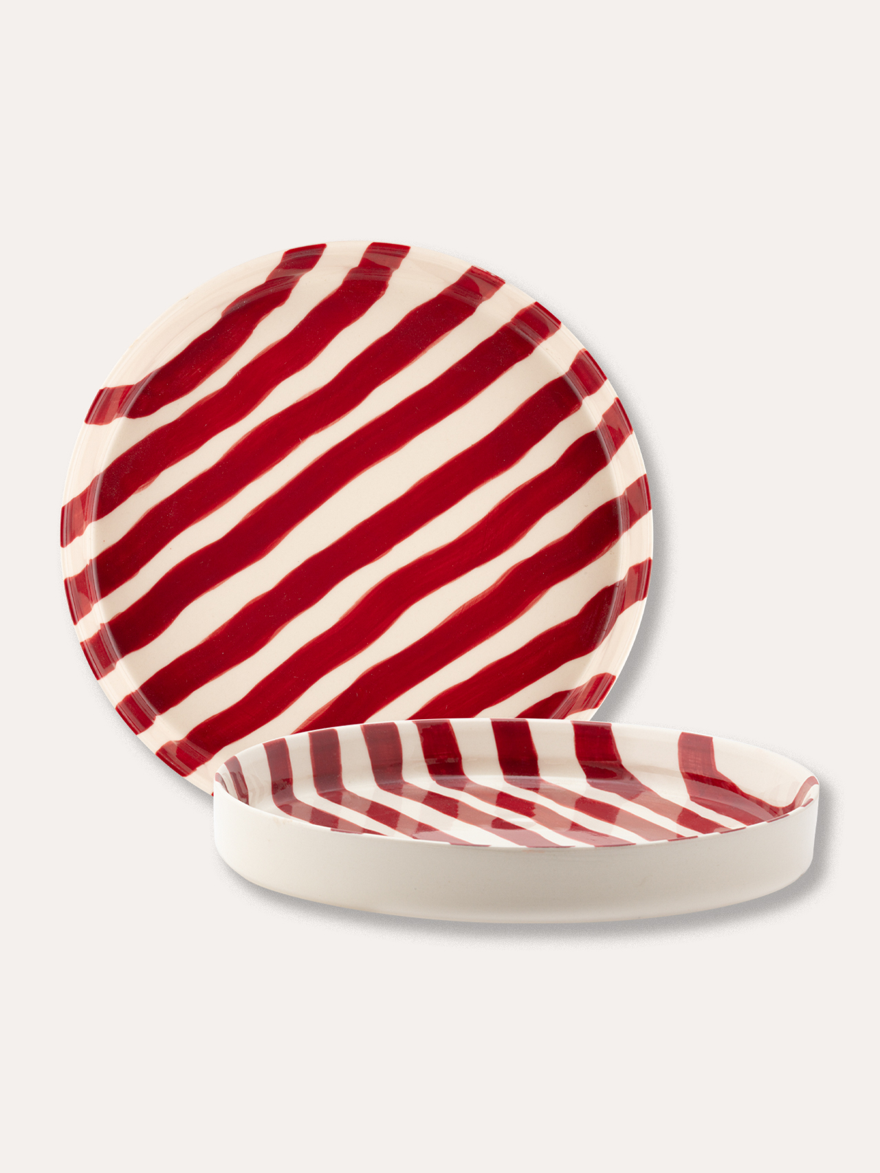 Teller Set (2er Set) Stripes - tramonto red