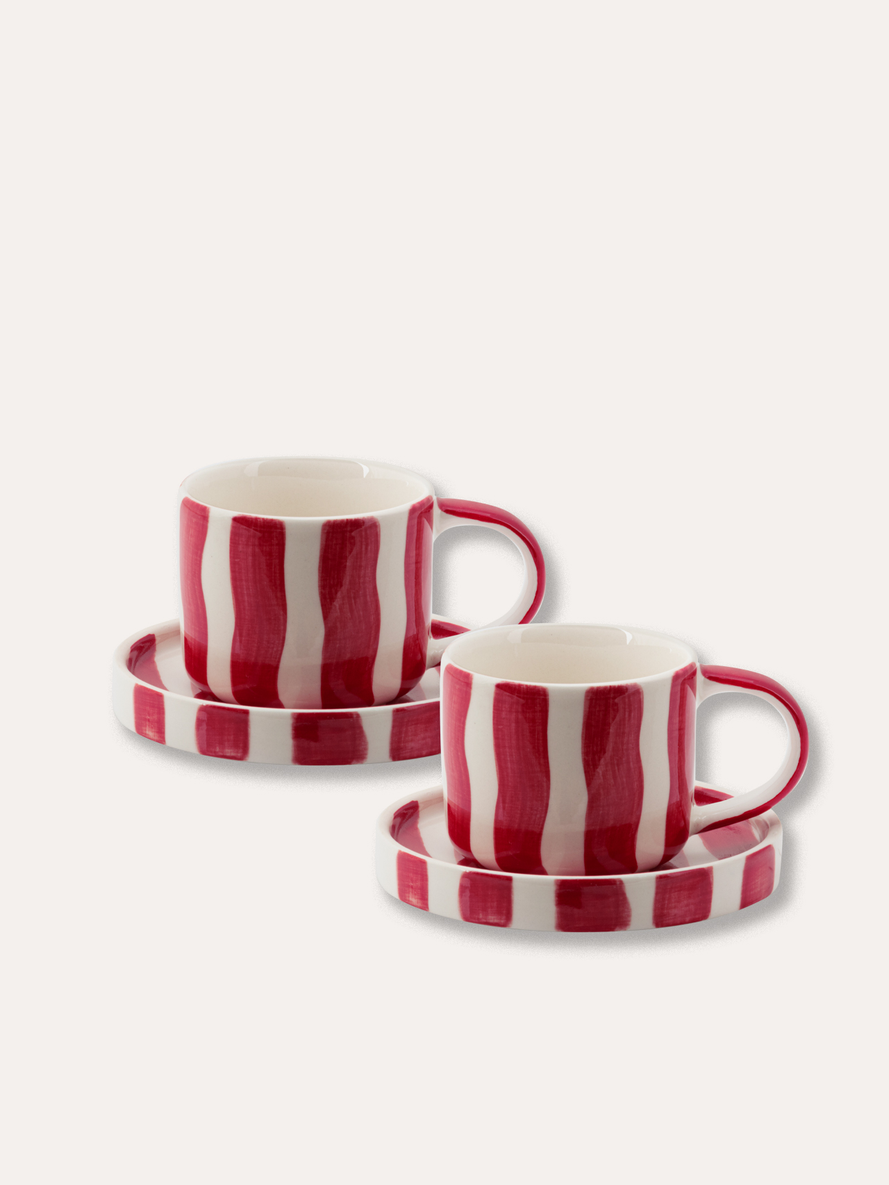 Espresso Tasse Stripes - tramonto red, 2er Set in einer Box 