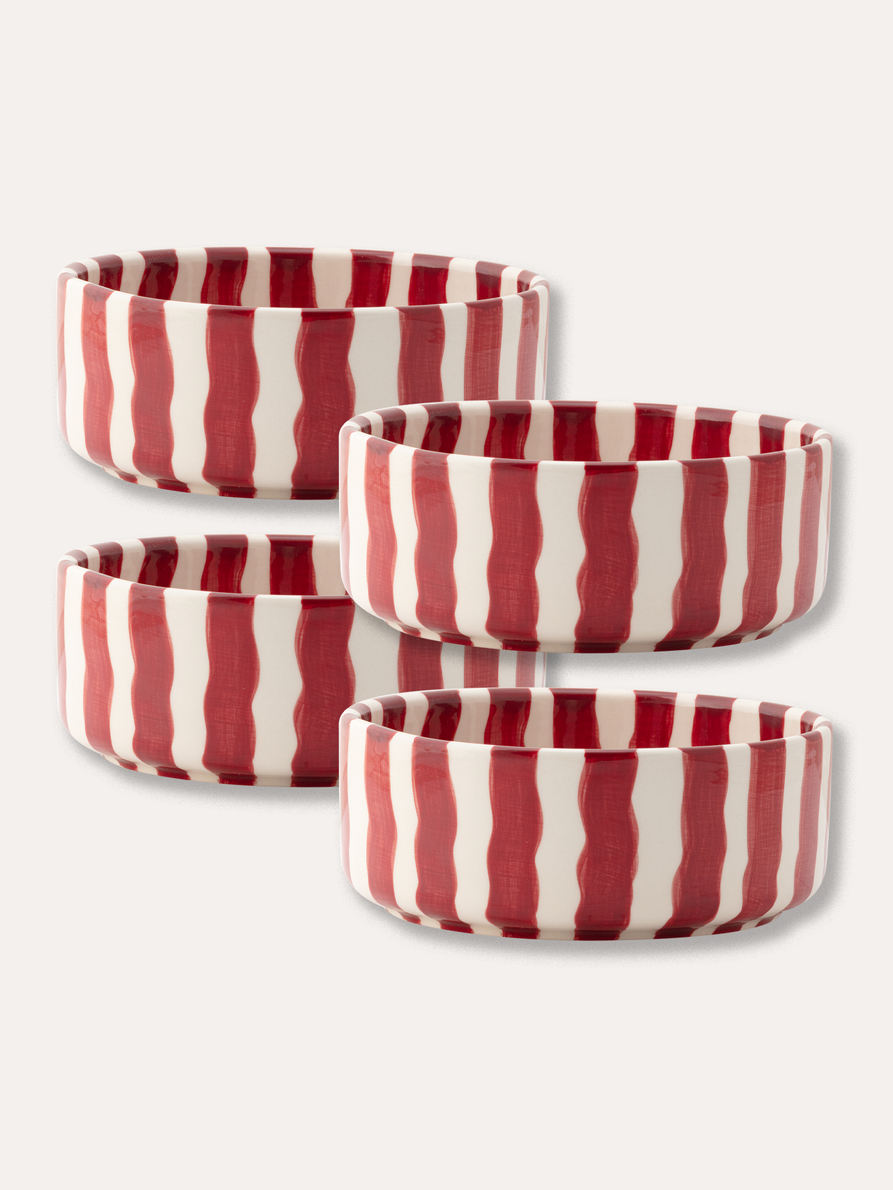 Schalen Set (4er Set) Stripes - tramonto red