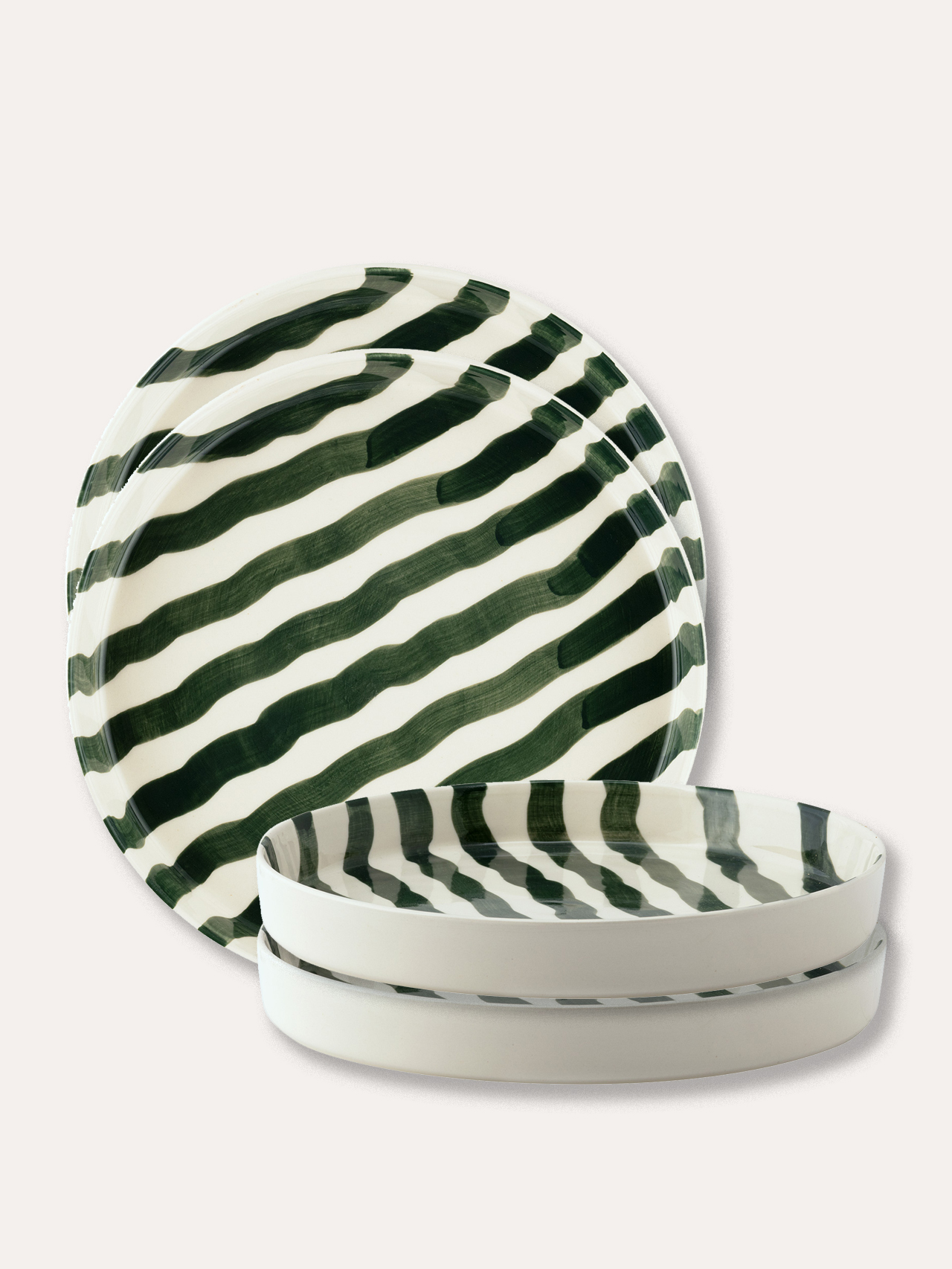 Teller Set (4er Set) Stripes - gentle green